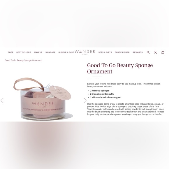 Good To Go Beauty Sponge Ornament makeup tools. Puffs, sponges, cleansing pad. - Picture 3 of 7